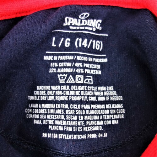 Large (14-16) Spalding Red Black Hoodie Full Zip Jacket Fleece Sweatshirt - Picture 2 of 5