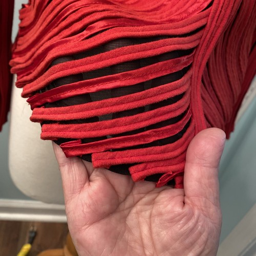 Alexandra Rosati Women’s Sz 8 Petite Red/Black Ribbon Mesh Full Zip Blouse NWT - Picture 4 of 13