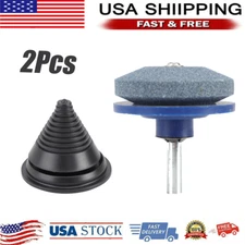 Lawn Mower Blade Sharpener Double Layer Corundum Blade Sharpener Gray US Stock!