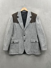 Pendleton High Grade Western Wear Blazer Mens 44 Gray Suede Patches