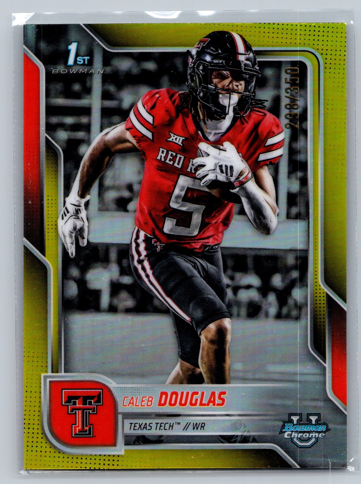 2025 Bowman University Chrome #74 Caleb Douglas Yellow Refractor /350 RC