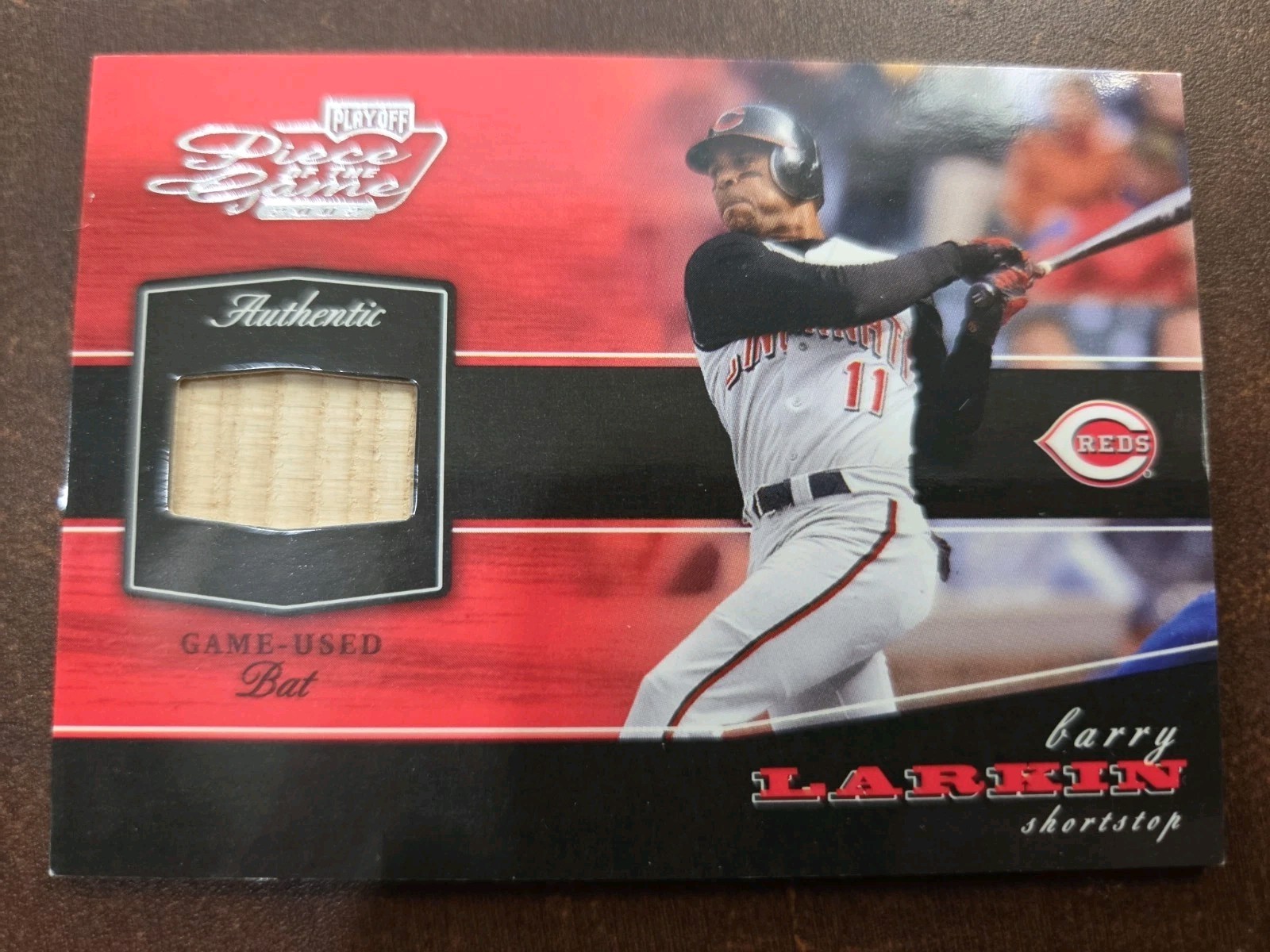 2002 Playoff Pieces of the Game Materials Bat Barry Larkin #POG-9 Reds