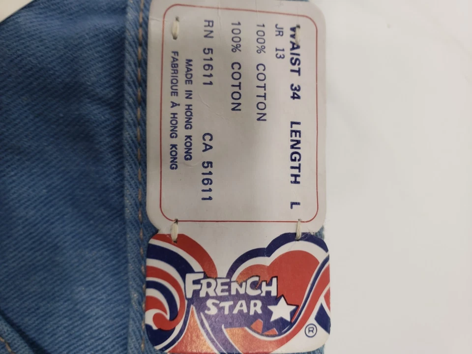 Винтажные джинсы 70-х French Star Bellbottom с карманом сбоку деталь стиль 1460A 34W длина L - Изображение 2 из 4
