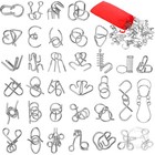 Metal Brain Teaser Puzzles Set of 36 with Pouch, Steel IQ Games Physics Mind Met