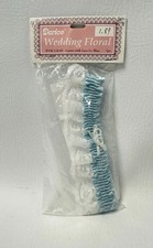 Vintage Wedding Bridal Garter Baby Blue Pearl Hearts Lace Catan Floral USA NOS