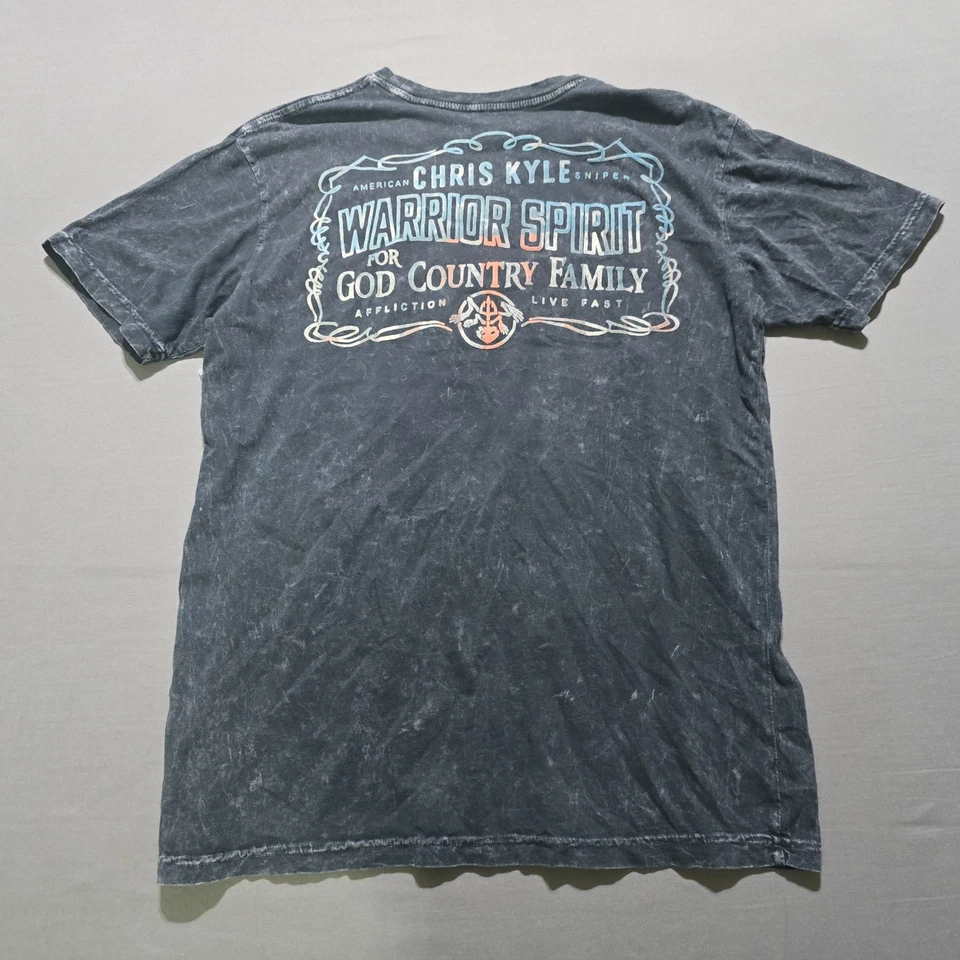 Camisa AFFLICTION Chris Kyle American Sniper Warrior Spirit Live Fast Para Hombres Mediana Foto 3 de 4