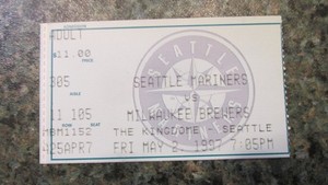 KEN GRIFFEY JR HR #252-A-ROD HR-RANDY JOHNSON-11 K'S GAME TICKET-05/02/1997