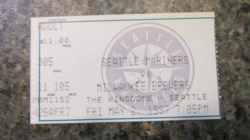 KEN GRIFFEY JR HR #252-A-ROD HR-RANDY JOHNSON-11 K'S GAME TICKET-05/02/1997