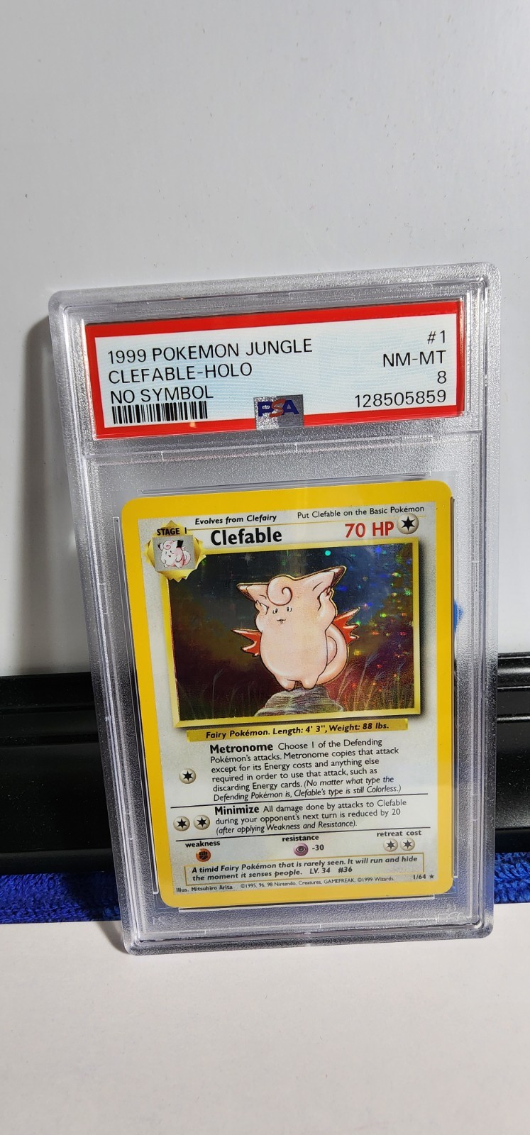 1999 Pokémon Jungle Clefable-Holo No Symbol #1/64 - PSA 8 NM-MT FRESH GRADE
