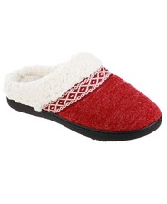 Isotoner Signature Women s Heather-Knit Ada Hoodback Slippers S 6.5-7  Chili 