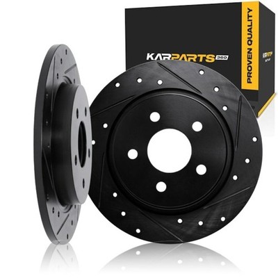 For Lexus HS250h 2010-2012 Rotor Set | Rear | Black Drilled And Slotted | Vented