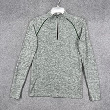 Victoria's Secret PINK Active Pullover Womens Medium Green Gray Heather Half Zip