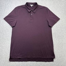 James Perse Sueded Jersey Polo Shirt Men Large 3 Maroon Wine Solid Casual Preppy