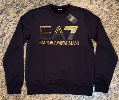 EMPORIO ARMANI $145 EA7 Mens Tracksuit Sweatshirt Top M-3XL AUTHENTIC NEW Black