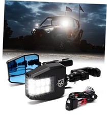 UTV Side View Mirrors Aluminum w/LED Spot Lights Compatible with Clear Lens