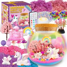 Unicorn Terrarium Crafts Kit for Kids-LED Night Light Up  Remote Unicorn Bir...