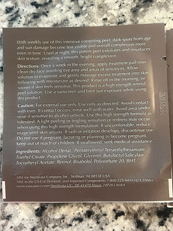 NEW 2 EXUVIANCE Advanced Series Pure Retinol Correcting Peel Samples - Image 3 of 3