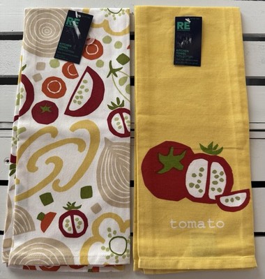 NWT set/2 RE Room Essentials Brand KITCHEN TOWELS 100% cotton ''tomato'' & peppers