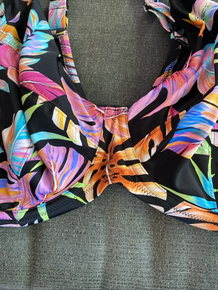 NWT Elomi Swim Tropical Falls Bikini Top ES801502BLK 36H UK  - Image 3 of 4
