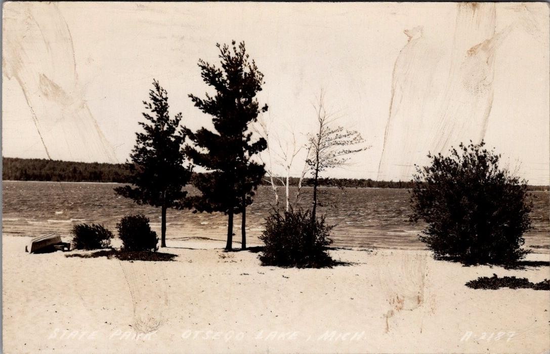 1942, State Park, OTSEGO LAKE, Michigan Real Photo Postcard