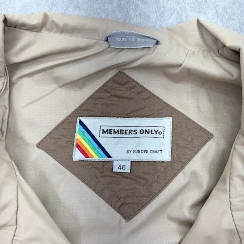 VTG Members Only Bomber Jacket Mens 46 Brown Europe craft 80's 90's rainbow tag - Image 3 of 4