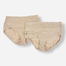 Vintage Second Skin Lace High Waist Panties Sz 8 XL Nude Beige Lot 2 Panty
