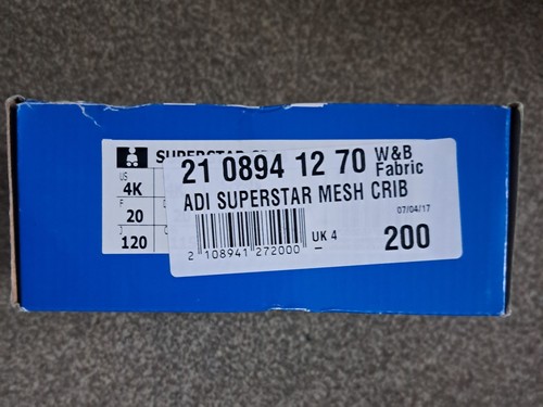 Baby ADIDAS Superstar Mesh Crib Fabric Trainers & Original box Size 4K - Picture 8 of 8