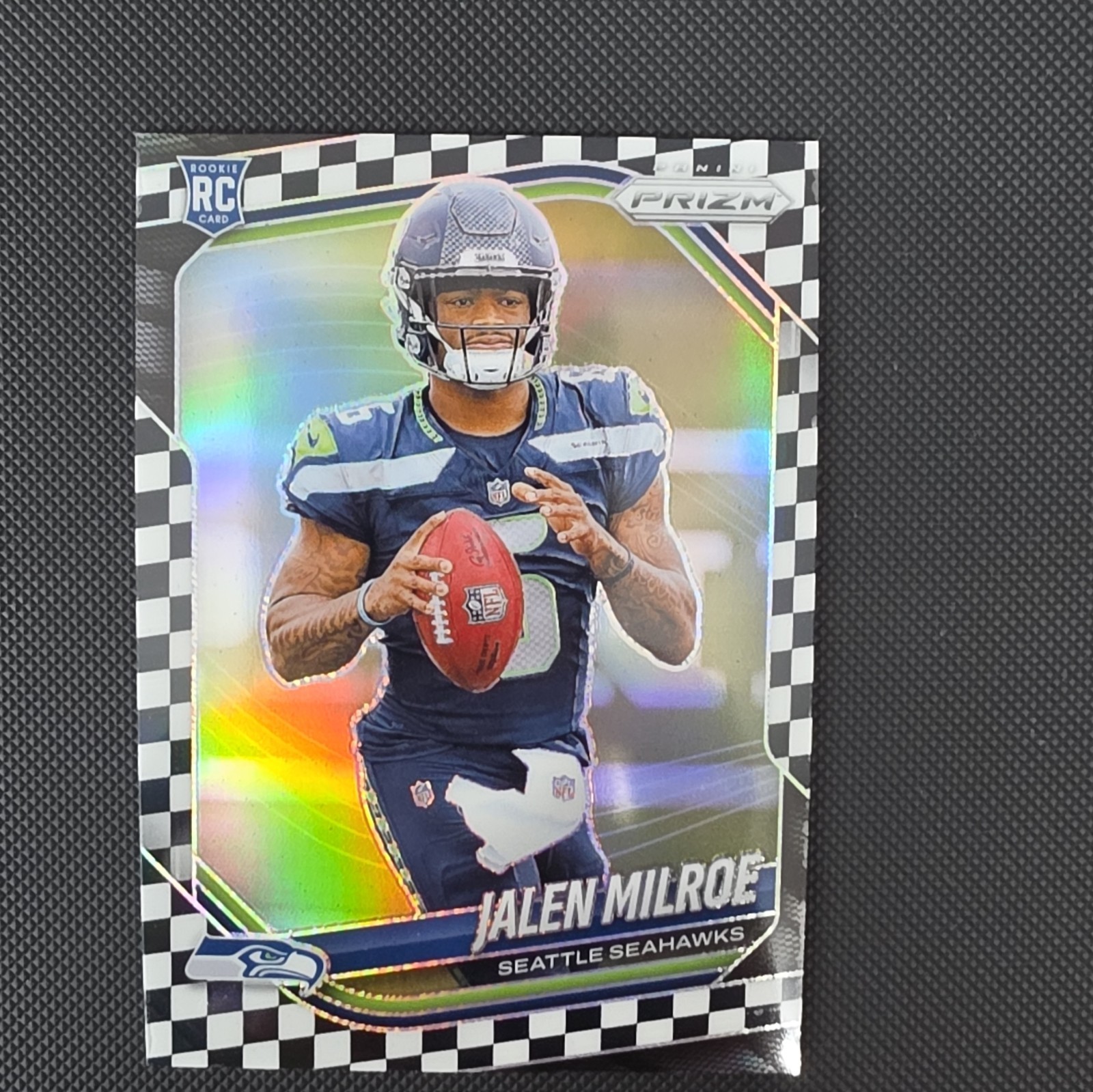 Panini Prizm 2025 Jalen Milroe Black & White Checker Rookie #317 Seahawks