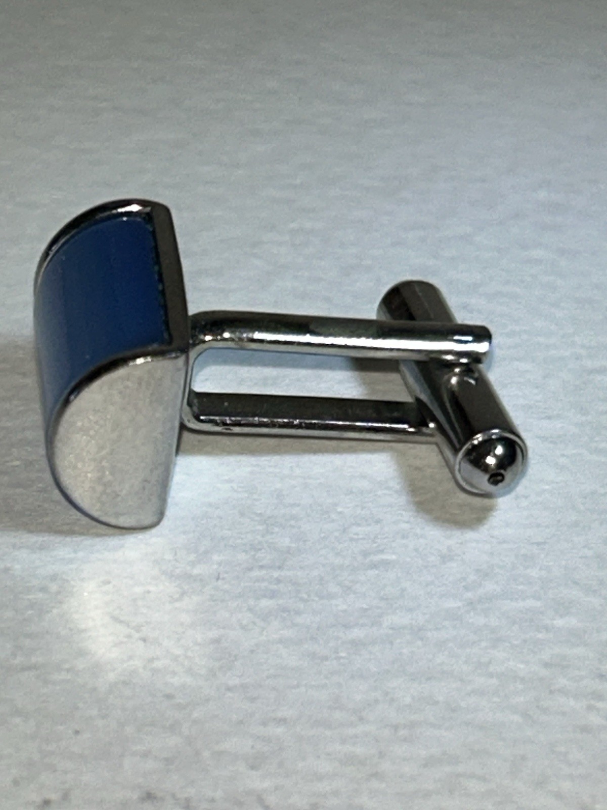 One Cufflink Light Blue Rectangle Shape Replaceme… - image 2