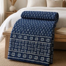 Indian Block Print Handmade Cotton Kantha Quilt King Size Bedspread quilt 90x108