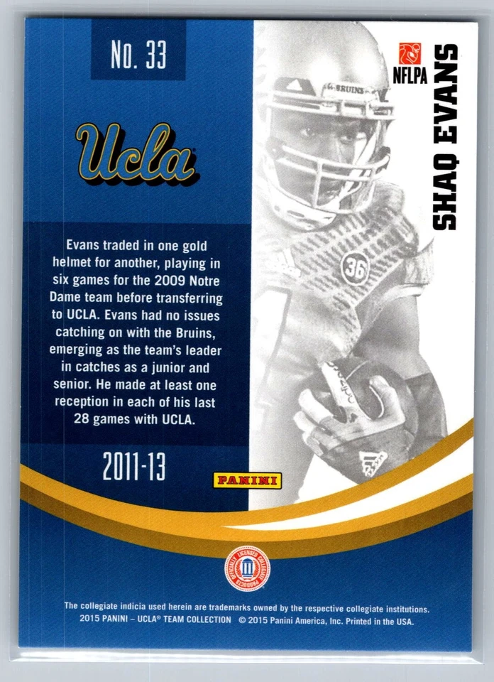 Shaq Evans 2015 Panini UCLA Bruins Gold /25 (c) #33 - Image 2 of 2