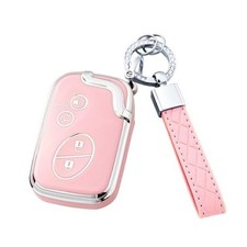 Key Fob Cover with Keychain for Lexus RX350 RX450 GX460 LX570 CT200h 2009 Pink