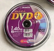 RIDATA 4X Mini DVD-R Media 1.46GB 10 Pack Spindle GREAT 4 GAMECUBE. New Lot Of 4