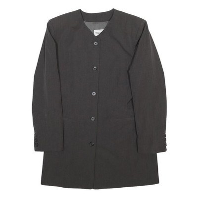 BENETTON Damen Jacke schwarz Wollmischung geknöpft L uni klassisch tailliert