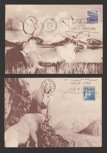 Canada 1956 wildlife issue set of 2 FDC maximum cards