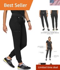 Women's Jogger Scrub Pants Slim Fit with Pockets Yoga Waist Anti-Wrinkle
