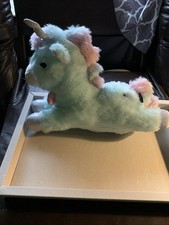 FAO Schwarz RARE 15  Blue Unicorn Glow Brights Plush with Sound  Lights