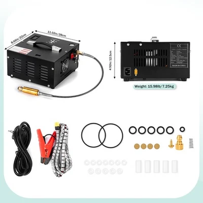 TUXING 4500Psi/300Bar PCP Luftkompressor Eingebaute Transformator 12V Luftpumpe