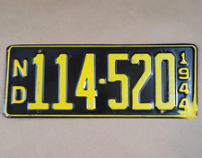 North Dakota ND License Plate 1944 ND 114-520 1944 13 3/8" x 5 1/8"