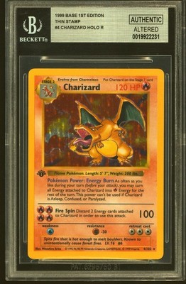 Pokemon Base Set 1st Edition Shadowless Charizard 4/102 Thin Stamp