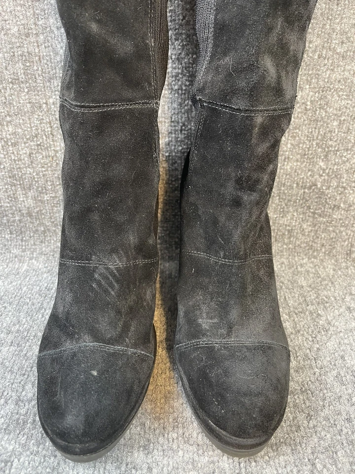 Botas hasta la rodilla Fergi para mujer 10 negras gamuza cuñas tacón 12" Foto 2 de 4