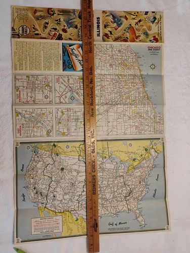 1940s Cities Service Gasoline Map of Illinois - Picture 3 of 3