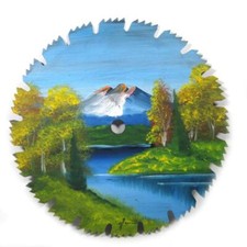 Vintage Hand Painted Saw Blade 10 Inches Mountain Lake