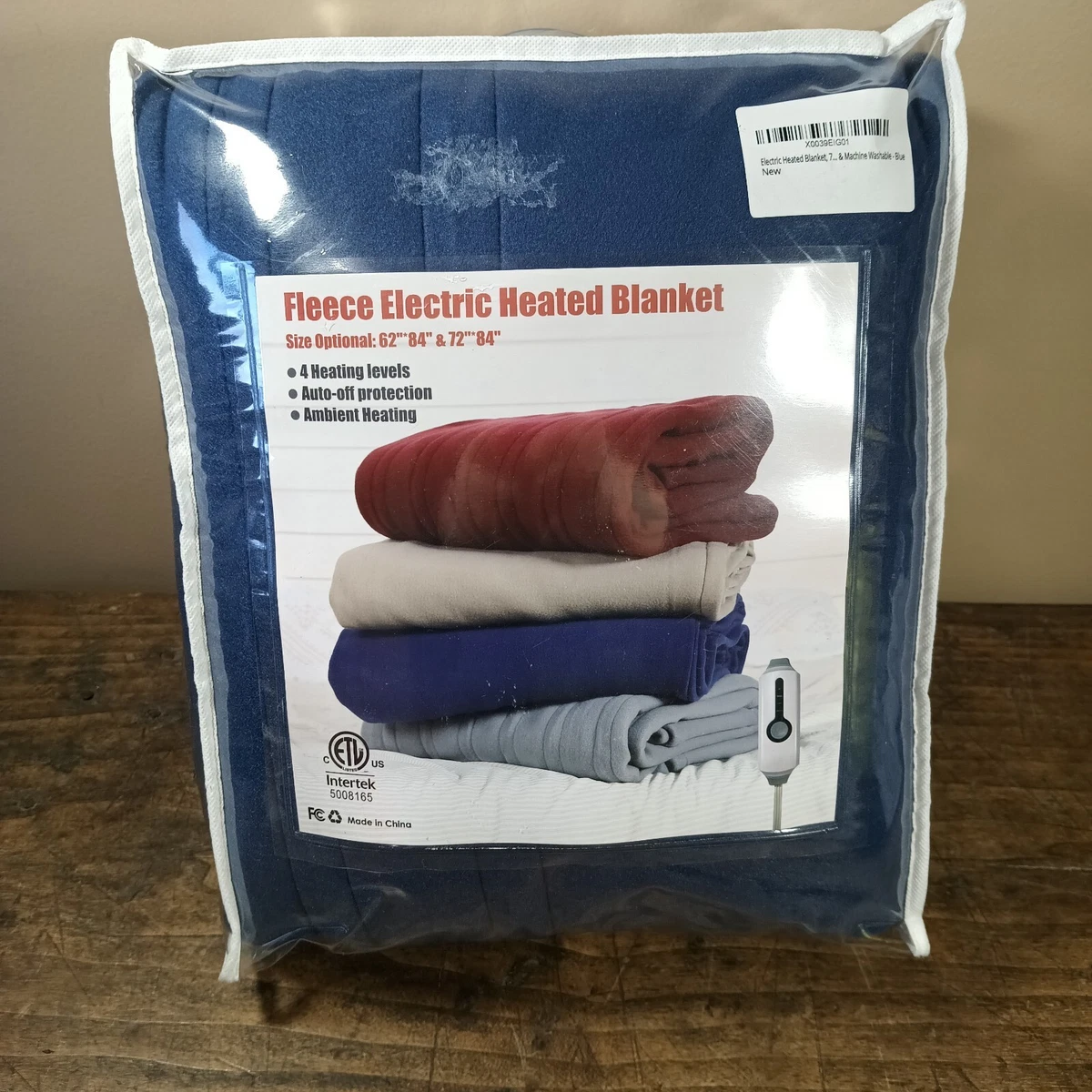Intertek Fleece Electric Heated Blanket Blue NIP Sz 62u0026#034; - 84u0026#034;  u0026amp; 72u0026#034; - 84u0026#034; NEW | eBay
