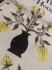 VTG Linen Kitchen Tea Towel Retro Peg Thomas BLESS This House Yellow Colonial