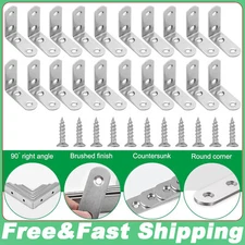 20 PCS 1.5" Angle Bracket Stainless Steel L Shaped Corner Brace Bracket w/Screws