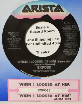 Expose When I Looked at Him #B Dance Pop Jukebox Title Strip & EX 45 7'' Vinyl