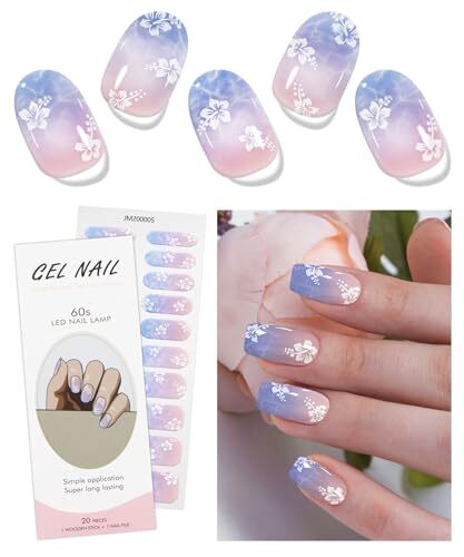 ポリッシュ Gel Nail Stickers Light Purple Pink Flower Semi Cured Gel Nail