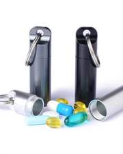 Waterproof Portable Keychain Pill Holder Medicine Fob - 3 Pack