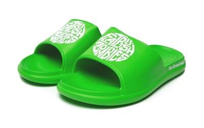 Flatbush Zombies FBZ CHANKLAS Whole Earth Green Slides Sandals Size XL 10.5-11.5